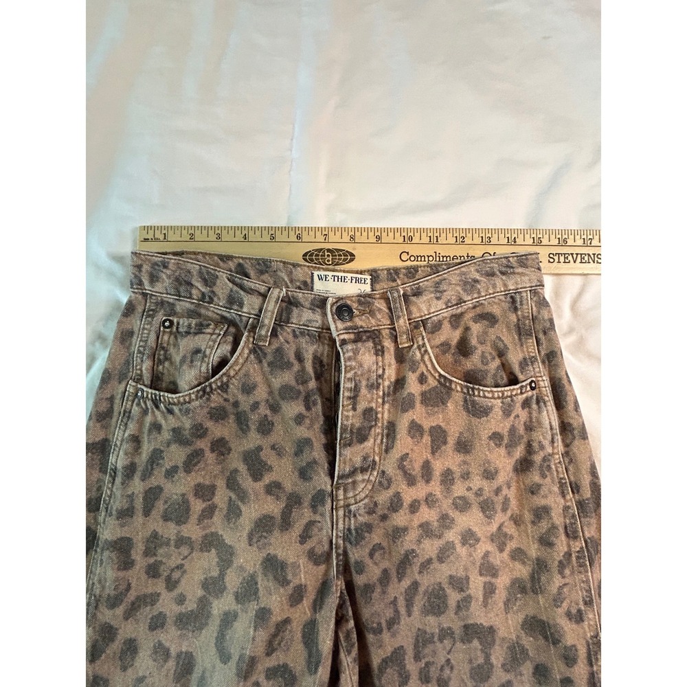 We The Free Good Luck Barrel Jeans Leopard Print Mid Rise Button Fly 26 Brown - Picture 6 of 9